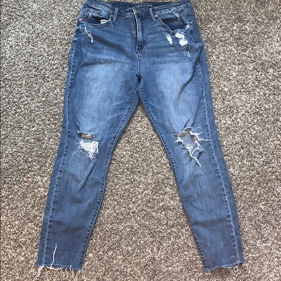 Distressed straight leg jeans - Picture 1 of 3